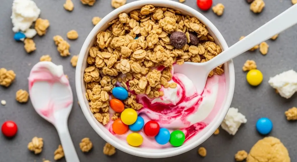 Overloaded yogurt bowl showing mistakes when asking is greek yogurt good for breakfast properly