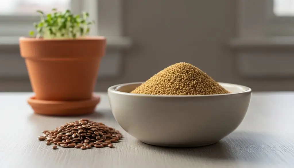 Ground flaxseed and whole flax seeds side by side, highlighting why ground flaxseed is easier to digest