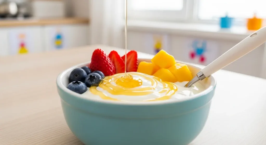 Regular yogurt with honey and fruit, showing easier taste and texture, highlighting when Greek yogurt is not the better choice and daily consumption.