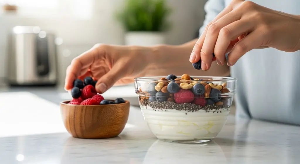 Is yogurt good for weight loss healthy yogurt bowl with fruit nuts and seeds showing balanced meal for weight management