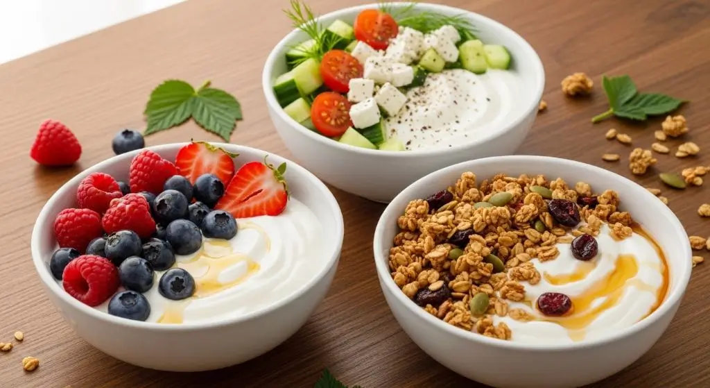 Can you eat Greek yogurt everyday with different topping ideas including sweet savory and balanced meal combinations