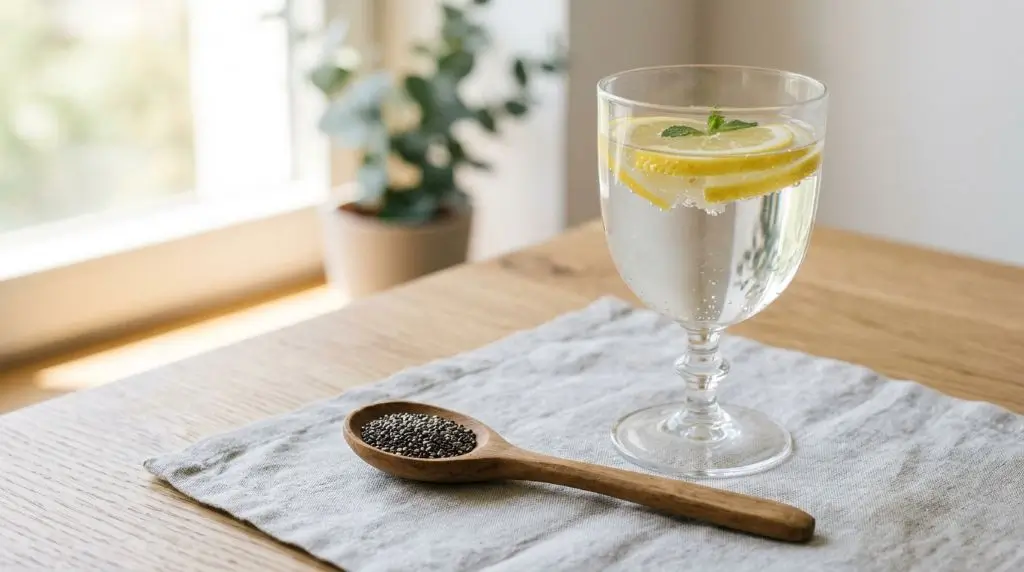 Can you eat chia seeds everyday? Small daily portion in wooden spoon with water