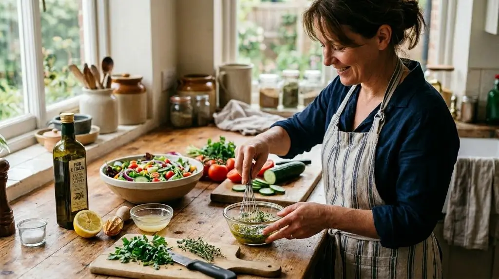 How to use olive oil for health benefits in homemade dressings and simple everyday meals.