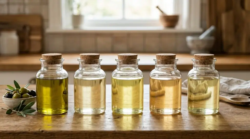 Olive oil compared with other cooking oils showing healthy fats in olive oil and everyday cooking options.