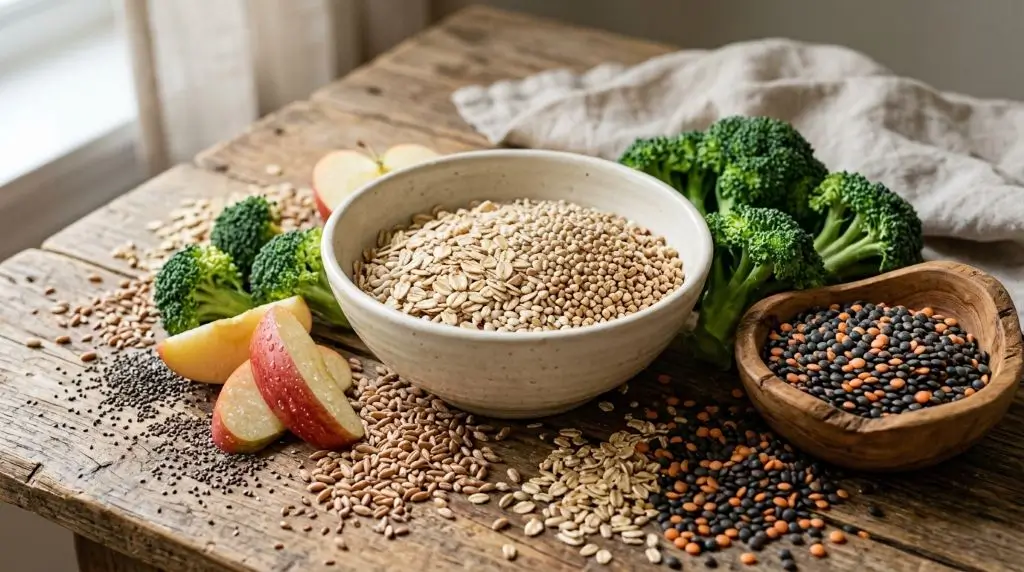 How does dietary fiber work? Everyday plant foods such as oats, lentils, fruit, vegetables, seeds and whole grains provide fiber.