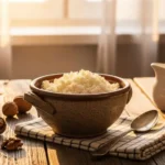 Fresh cottage cheese in rustic farmhouse bowl highlighting cottage cheese nutrition facts