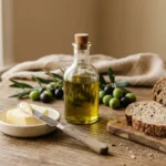 Butter vs olive oil comparison showing two common cooking fats for balanced everyday eating and healthy meal choices